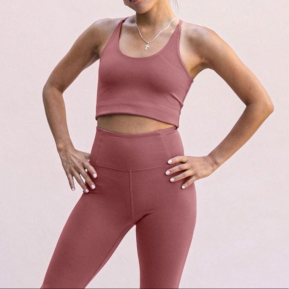 Girlfriend Collective FLOAT Cleo Halter Sports Bra in Fig